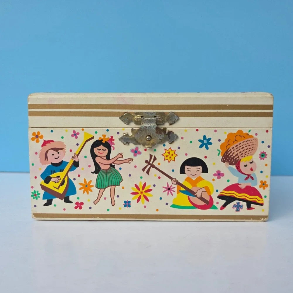 Vintage Disney It's a Small World Music Jewelry Box 6